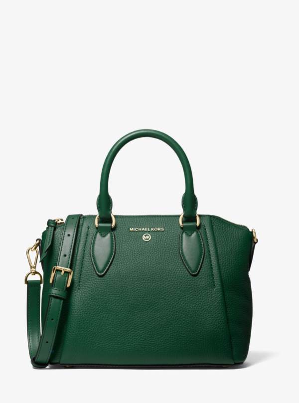 Damske Satchel Taske Michael Kors Sienna Medium Pebbled Leather Olivovo Zelená - Kabelky Michael Kors Obchod | PIXTM-3871